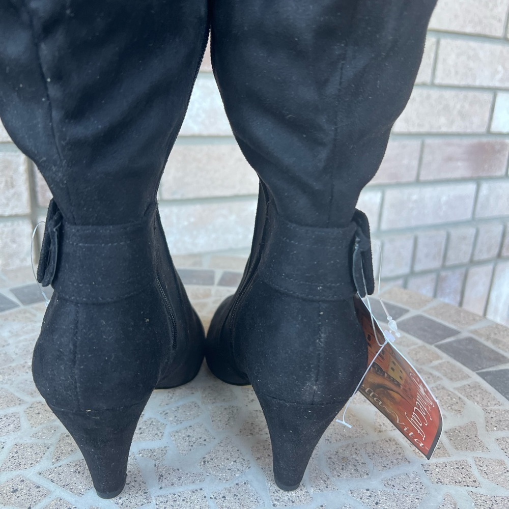 4. New without Box Bella Vita Troy II Tall Suede Dress Boots 7W Plus Calf - Picture 7 of 10